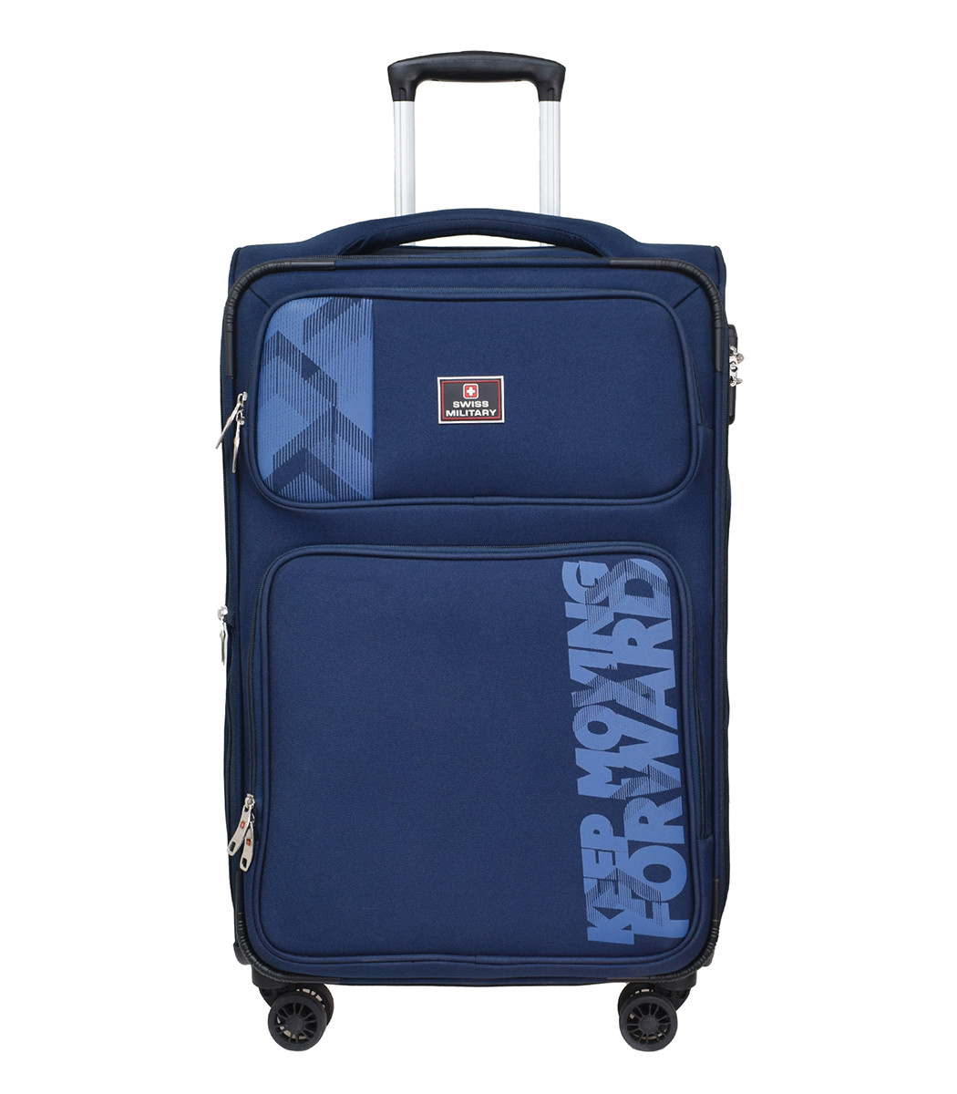  Neptune Navy Blue Soft Trolley Luggage Bag, Polyester, Large Storage Capacity, 75 cm