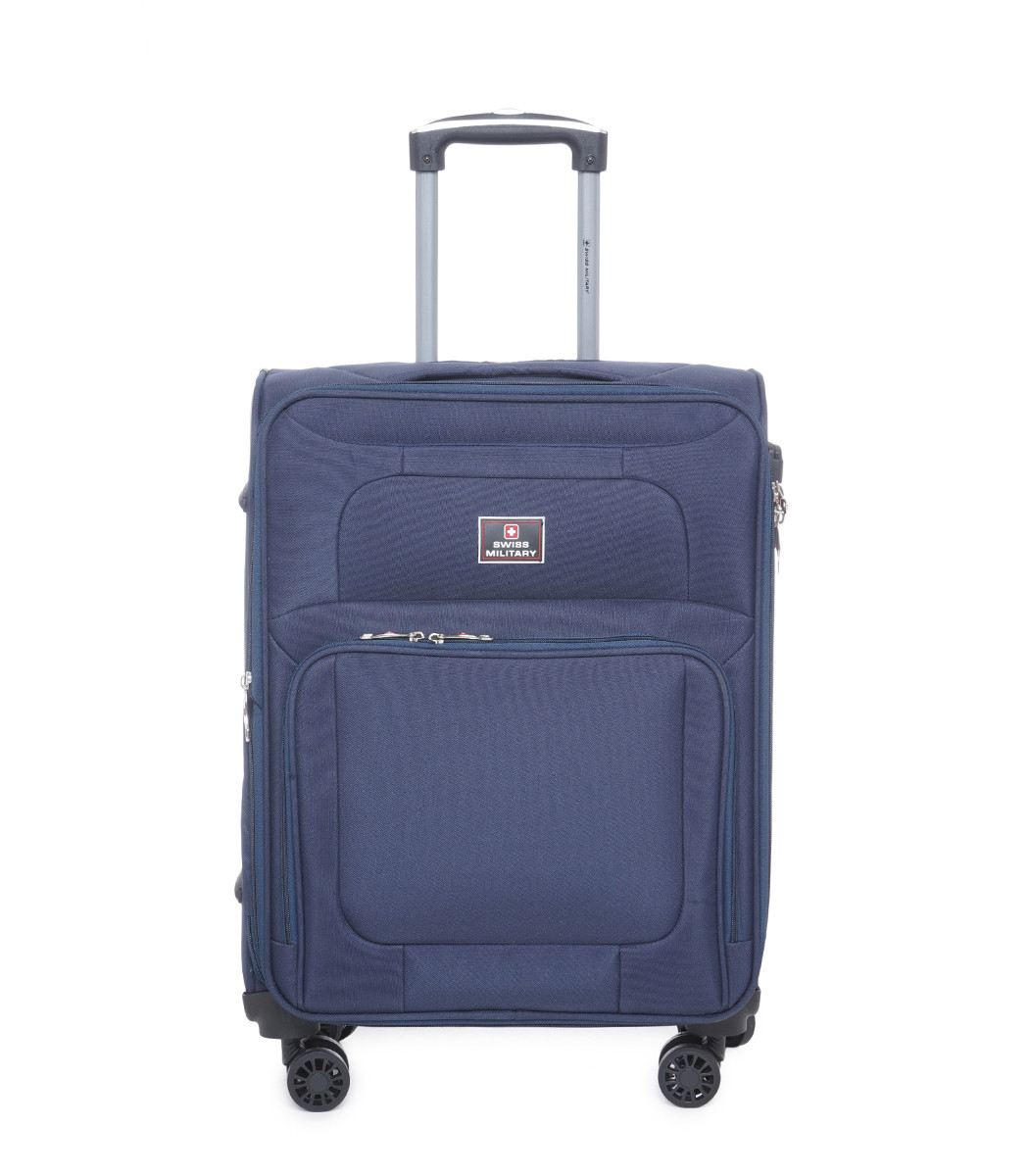 Neptune Navy Blue Soft Trolley Luggage Bag, Polyester, Large Storage Capacity, 55 cm