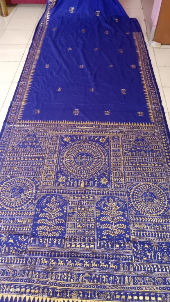 Tasar silk saree tribal work