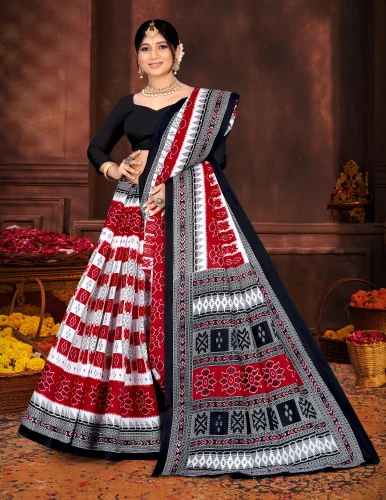 Sambalpuri Sarees in Red & White Color