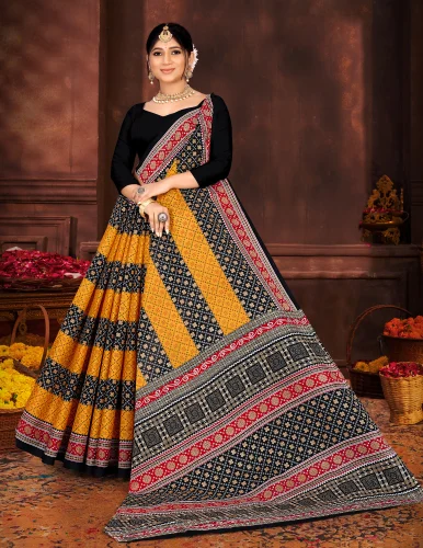 Sambalpuri Cotton Saree in Yellow Color