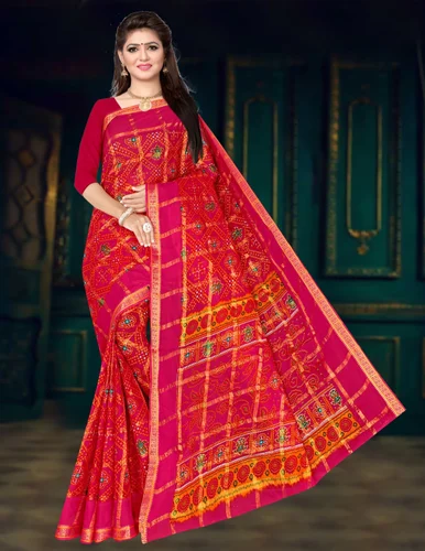 Cotton Bandhani Saree