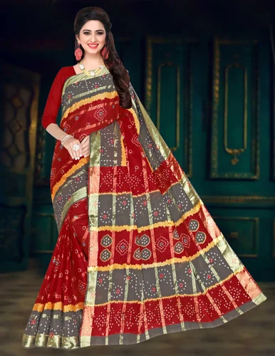 Cotton Bandhani Saree