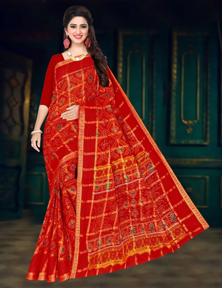 Bandhani Saree Red