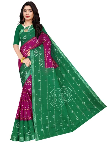 Bandhani Saree  in violet and green color