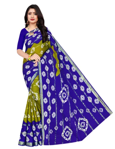 Bandhani Saree Green & Blue in color