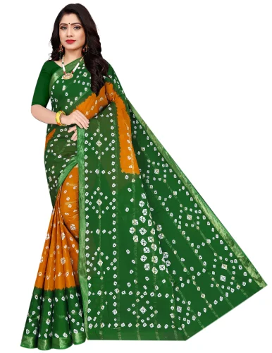 Bandhani Saree in Green Color