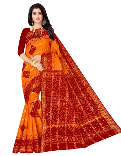 Karishma Cotton Sarees Color Red Gold