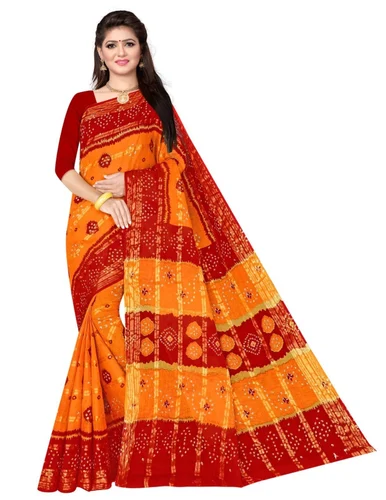 Karishma Cotton Sarees Color Red Gold