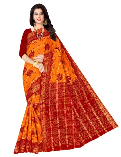 Karishma Cotton Sarees Color Red Gold