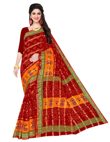 Karishma Cotton Sarees Color Red Gold