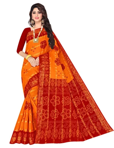 Karishma Cotton Sarees Color Red Gold