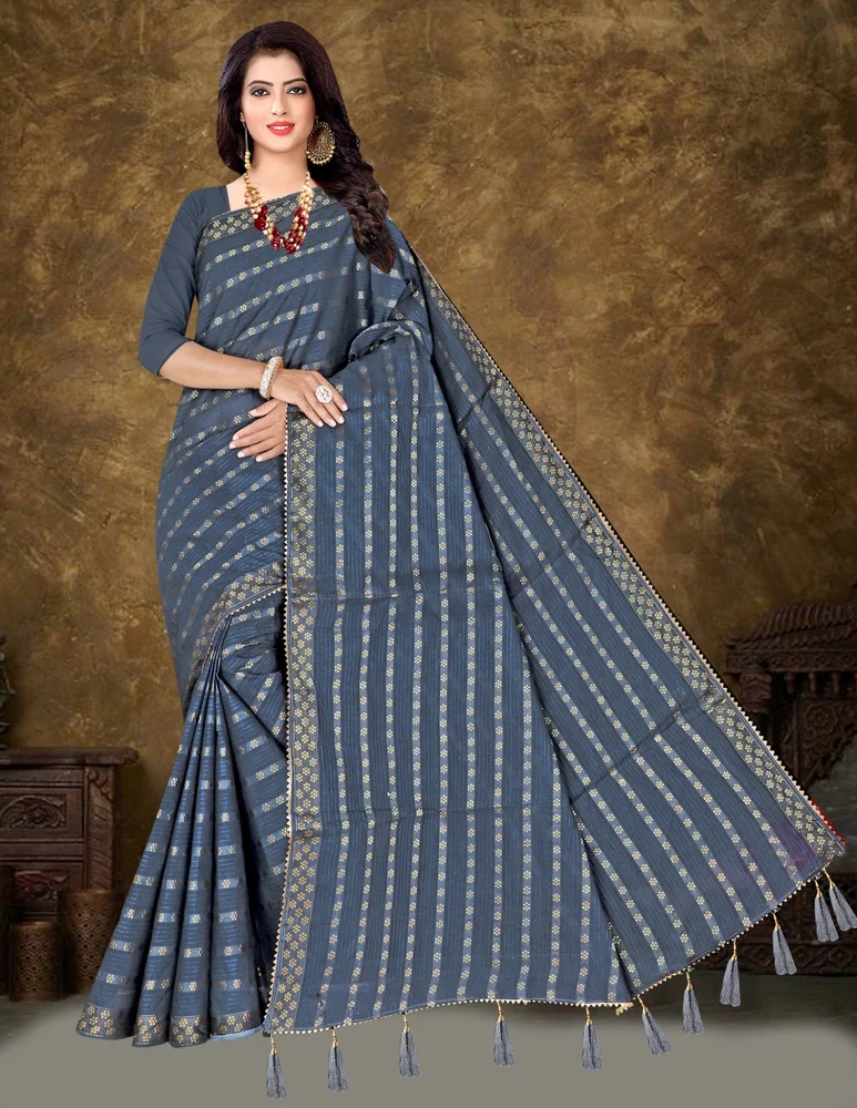 Chanderi Cotton Saree Color in Grey