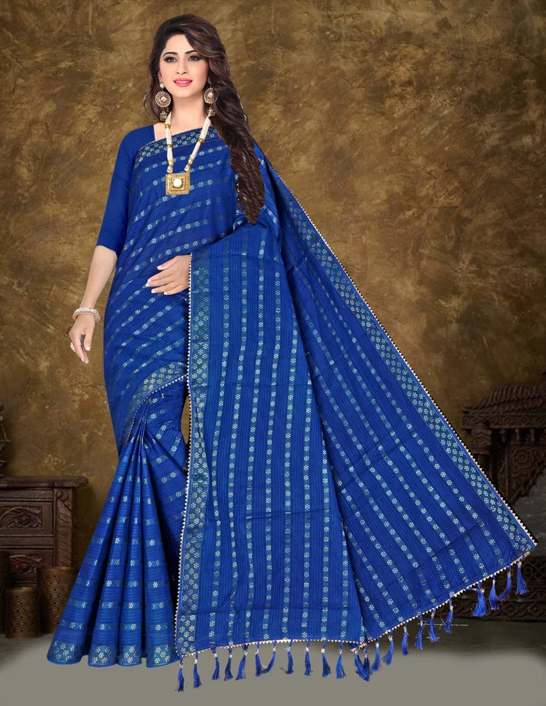 Chanderi Cotton Saree Color in Blue