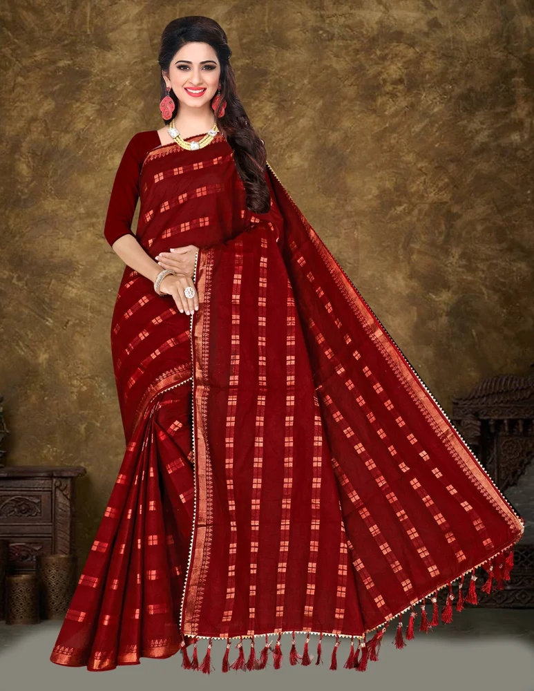 Chanderi Cotton Saree Color in Red