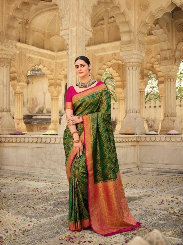 Pankh Brand Green Exclusive Banarasi Katan Silk Saree