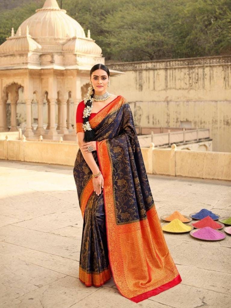 Pankh Brand Blue Exclusive Banarasi Katan Silk Saree