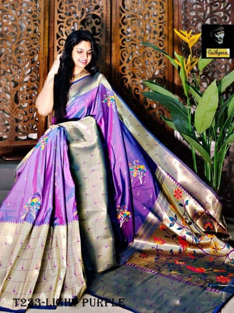 Festival Wear Violet Purple Soft Kanjivaram Silk Paithani Saree