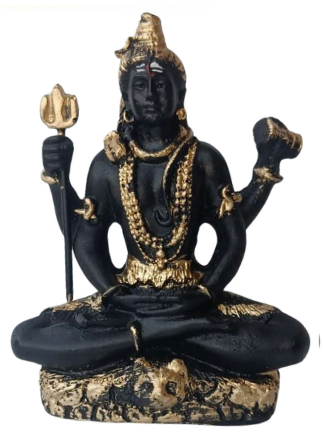 Lord Shiva Black Golden Color Statue Car Dashboard Idol, Shiv Ji for Living Room, Home & Office Pooja Room Show Piece