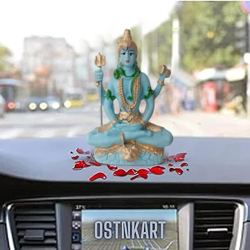 Lord Shiva Blue Color Statue Car Dashboard Idol, Shiv Ji for Living Room, Home & Office Pooja Room Show Piece