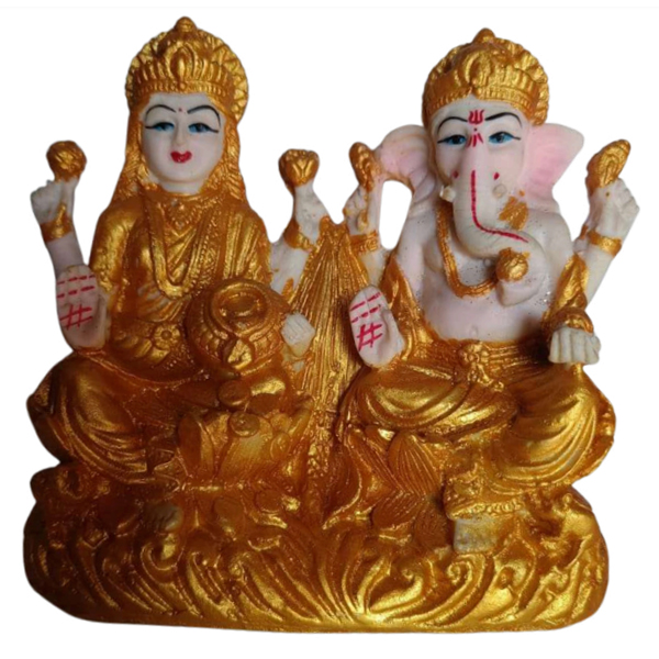 Shree Laxmi Ganesh Ji Statue in Golden Color for Home, Office and Living Room 