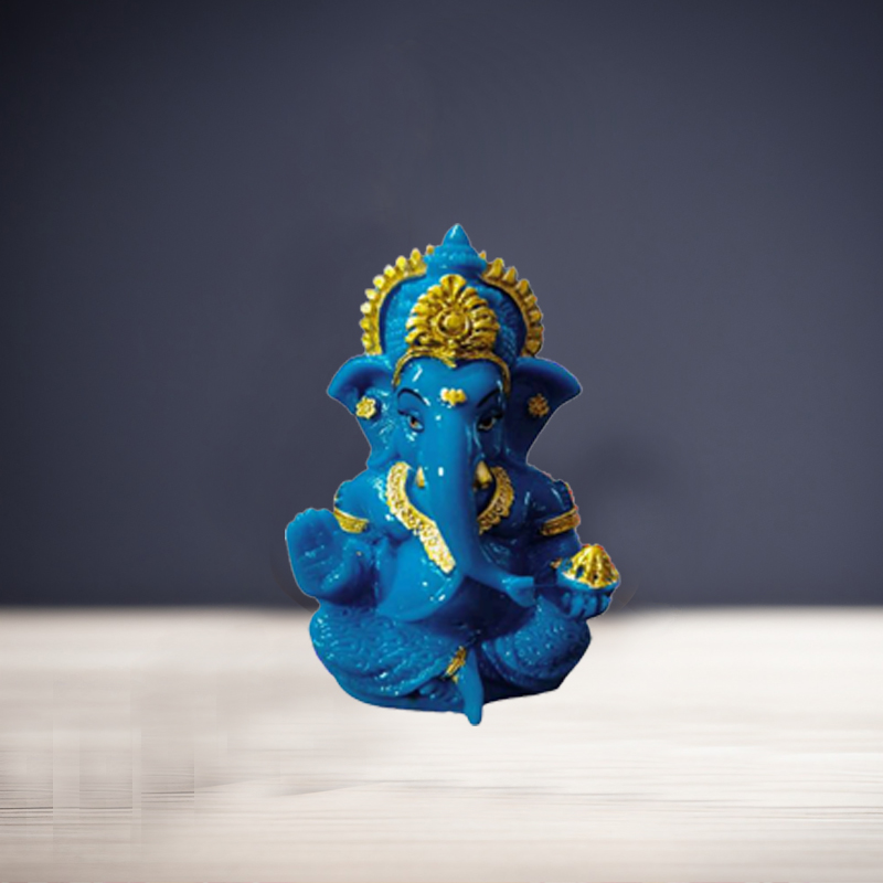 Blue Color Ganesh Ji Idol Statue for Car Dashboard, Home Décor, Gifting for Birthday, Anniversary Showpiece 3.5