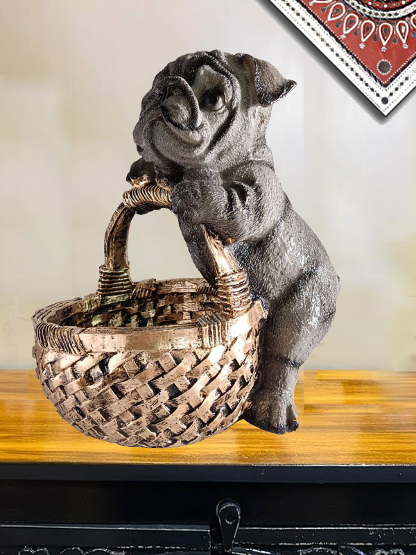 Standing Dog With Basket for Home Decoration, Office Decoration,Living Room, Birthday, Living Room, Farewell, New Year, Birthday, Thank You And Appreciation, Thanksgiving 9.5 Inch 