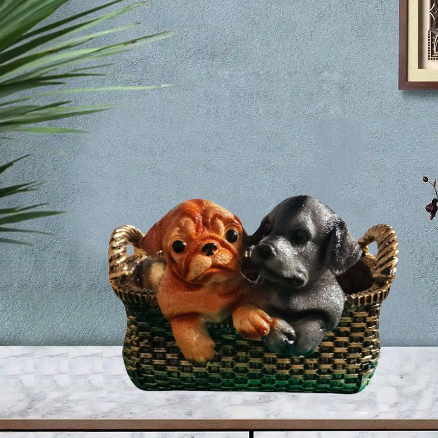 Dog Pair With Basket for Home Decoration, Office Decoration,Living Room, Birthday, Living Room, Farewell, New Year, Birthday, Thank You And Appreciation, Thanksgiving 10 Inch 