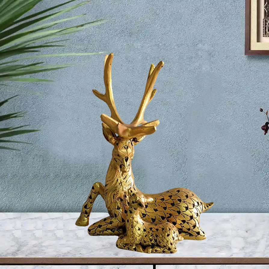 Golden Deer with baby set for Home Decoration, Living Room, Birthday, Living Room, Farewell, New Year, Birthday, Thanksgiving 13 inch