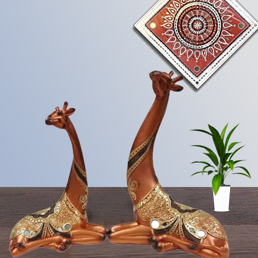 Design Giraffe Set of 2 for Home Decoration, Living Room, Birthday, Living Room, Farewell, New Year, Birthday, Thanksgiving 9 inch & 11 inch