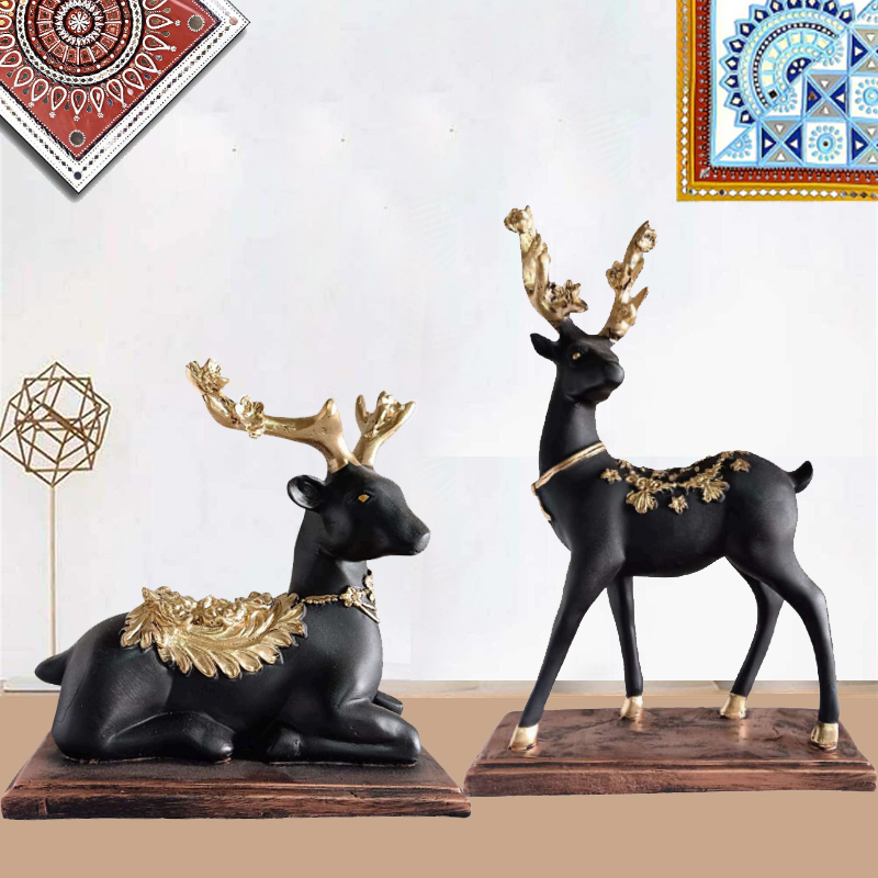 Deer Pair Statue for Vastu Figurine Home Decor Office Living Room Decorative Showpiece 9 Inch and 15 Inch