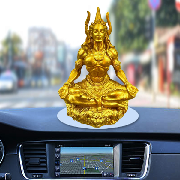 Mahayogi Siva Ji  Idol Golden Color Statue for Car Dashboard, Home Décor, Gifting for Birthday, Anniversary Showpiece 3.5