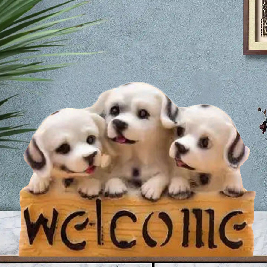 Welcome Dog Showpiece White Polyresin 5 Inch Stylish Statue for Home Decor, Door Entrance Decor, House Warming Gifts for New Home ,Living Room Decor 