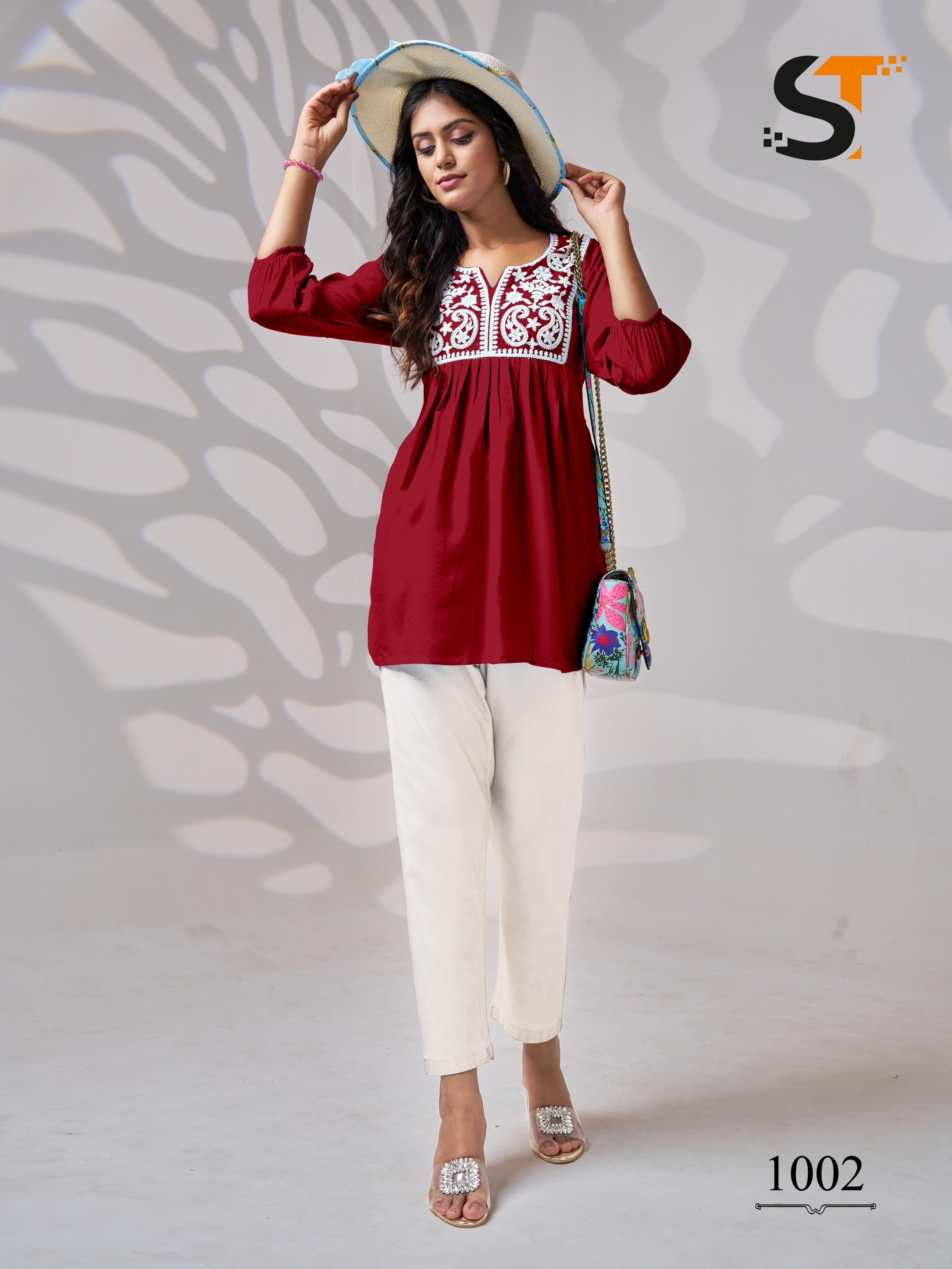 Embroidery Work Short Tops for Office and Regular Wear