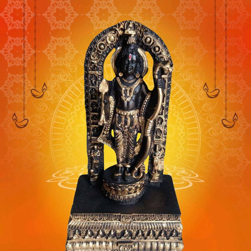 Golden color Ram Lalla Statue for  Home Décor, Gifting for Birthday, Anniversary Showpiece 6.9 inch