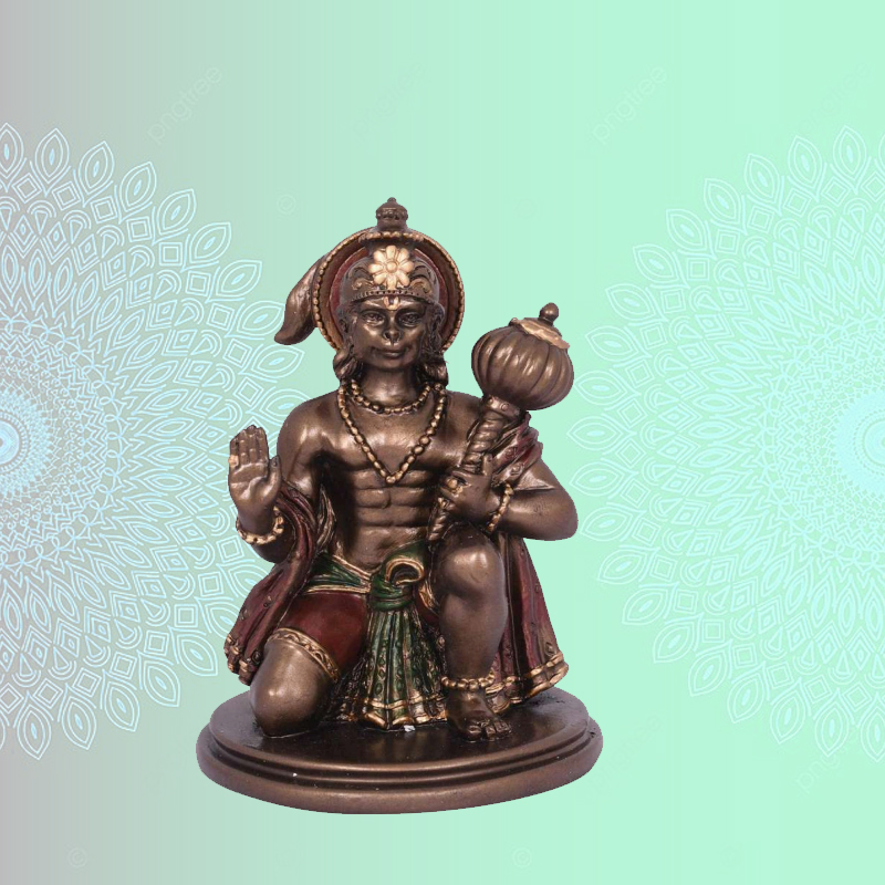 Brass look Sitting Hanuman for Car Dashboard, Home Décor, Office Decor, Worship, Puja Room Showpiece 3 inch