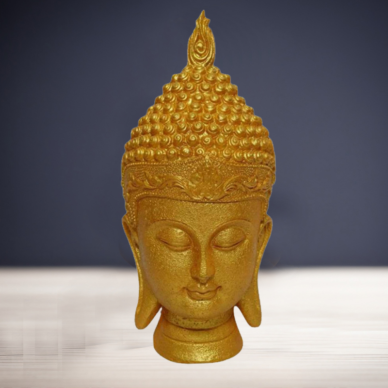 Buddha Head in Golden Color for Home Décor, Office Decor,  Gifting for Birthday, Anniversary Showpiece 10 inch