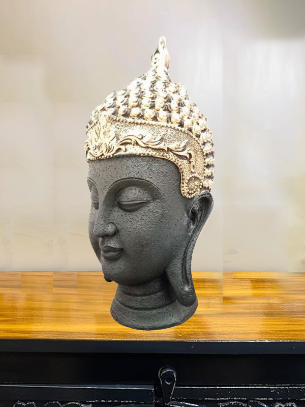 Buddha Head in Grey and White Color for Home Décor, Office Decor,  Gifting for Birthday, Anniversary Showpiece 10 inch