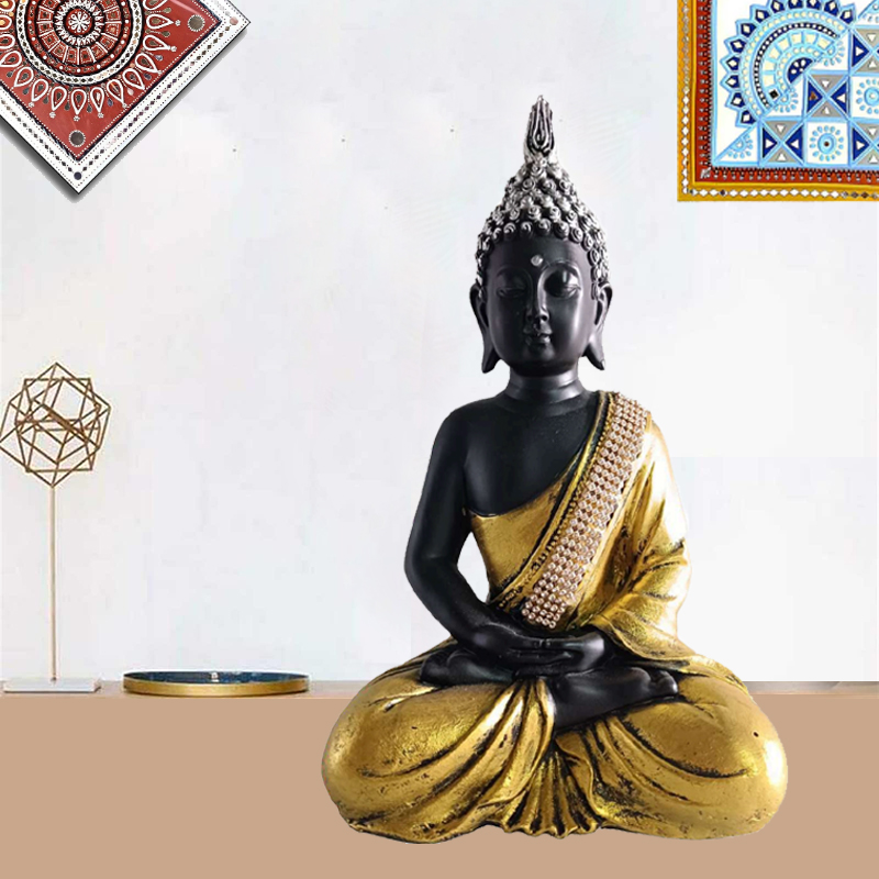 Black Buddha for Home Décor, Office Decor,  Gifting for Birthday, Anniversary Showpiece 11.5 inch