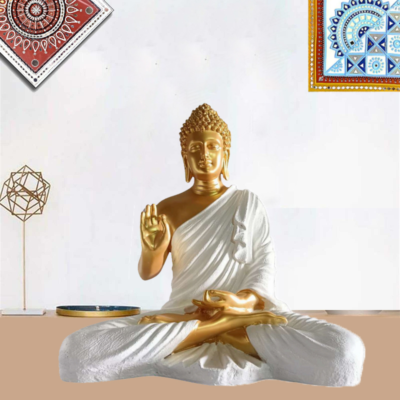 White Buddha for Home Décor, Office Decor,  Gifting for Birthday, Anniversary Showpiece 15 inch