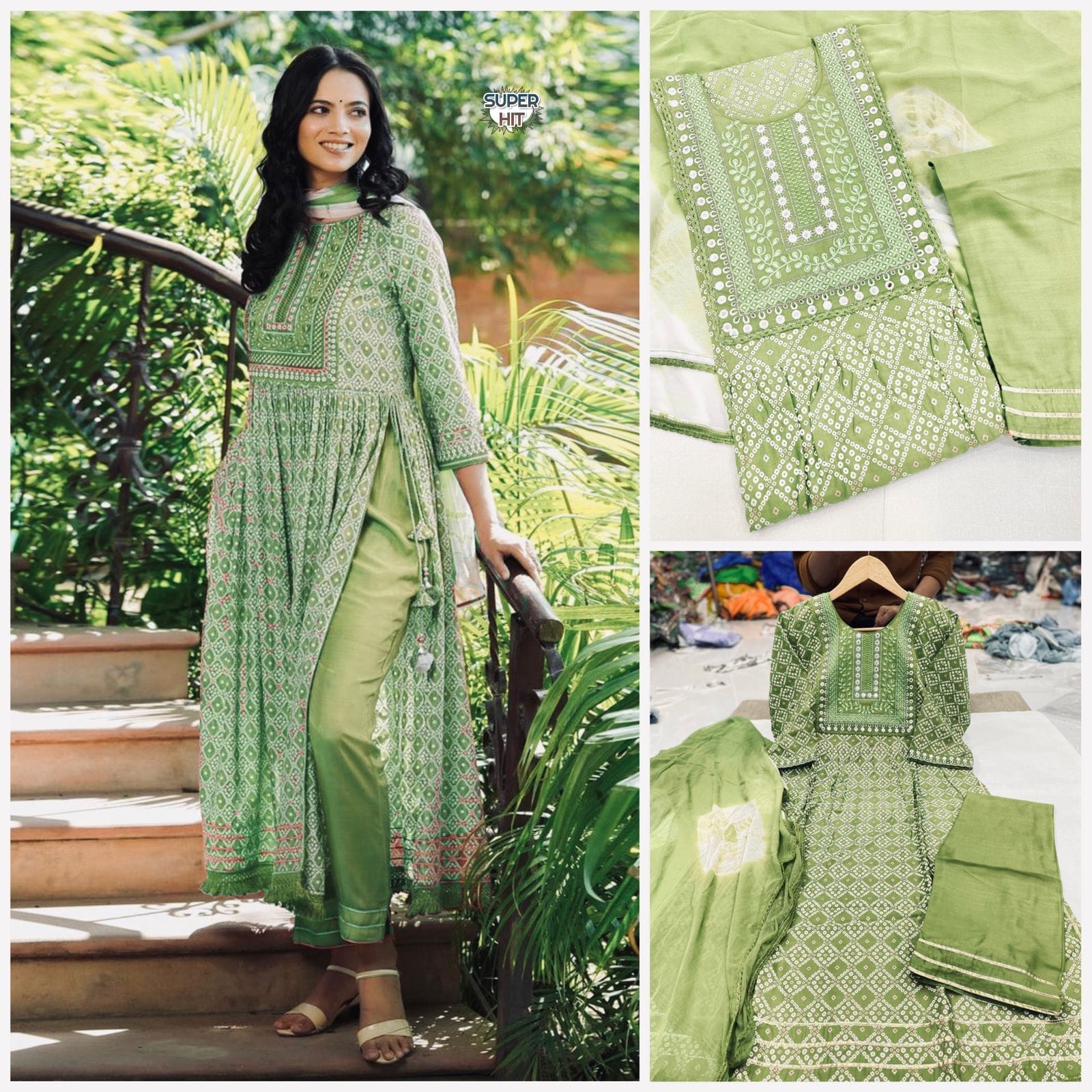 Pure Printed Rayon cotton with Embroidery work in neck and Sleeves and beautiful Nayraa cut with lace