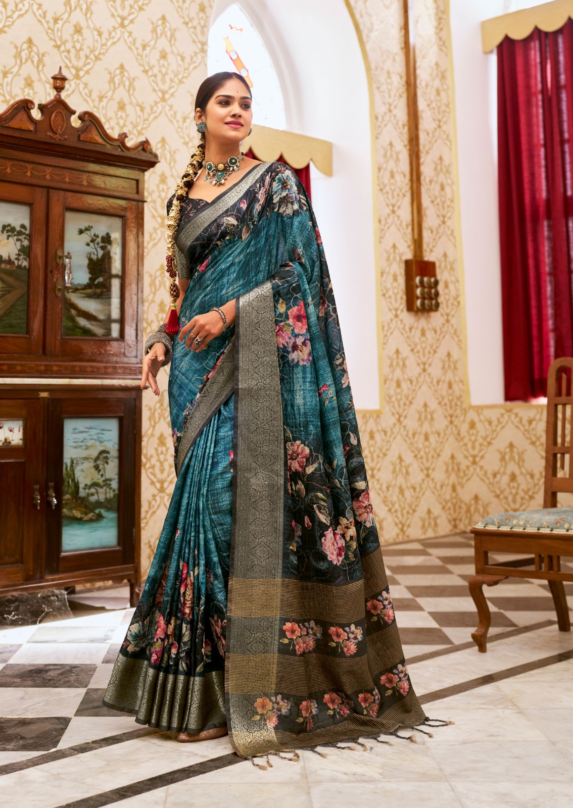 Kotha silk jequard special edition color blue and black