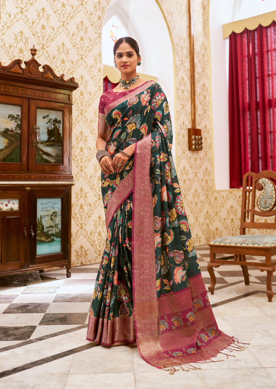 Kotha silk jequard special edition  color green red