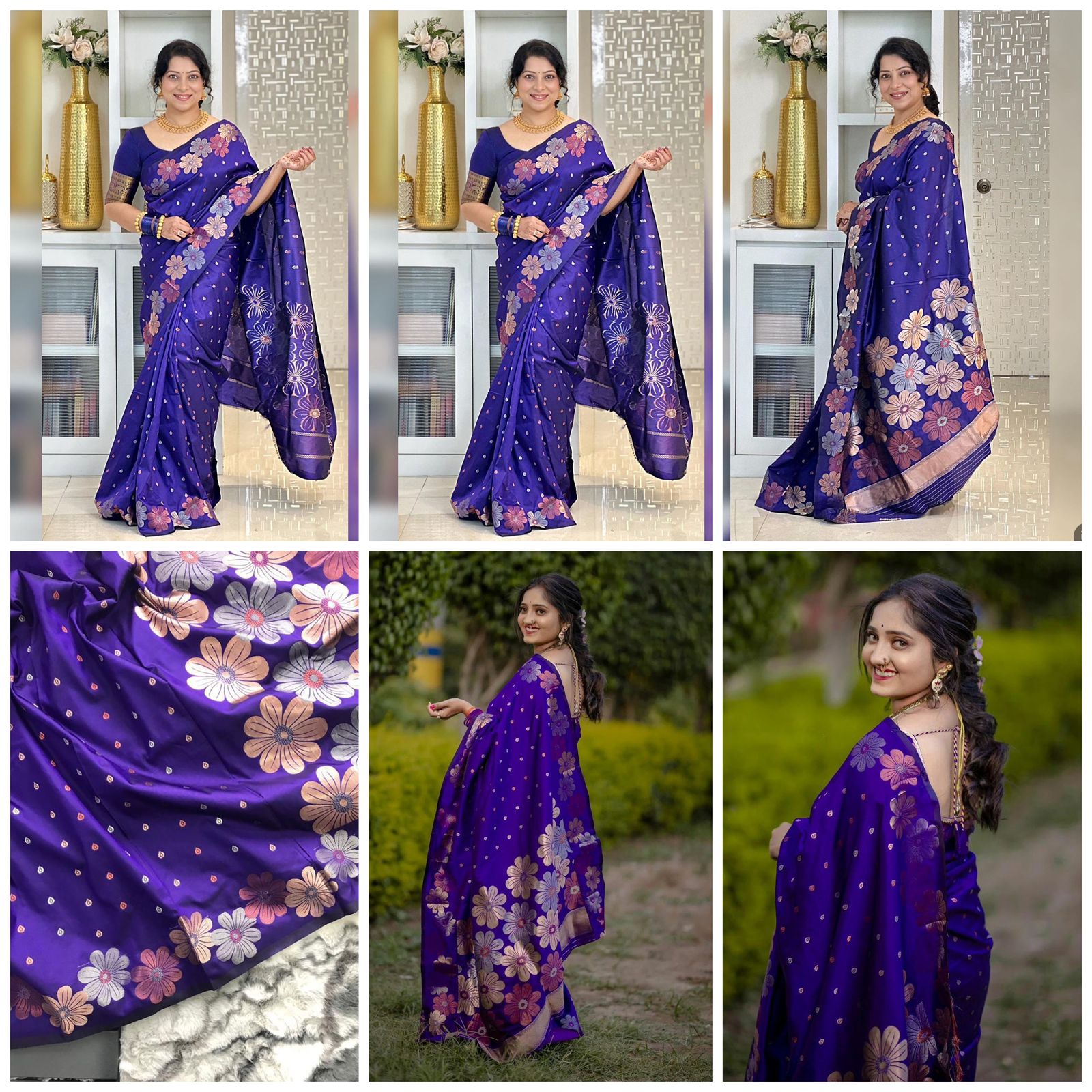 Breathable Organic Banarasi Sarees color in violet