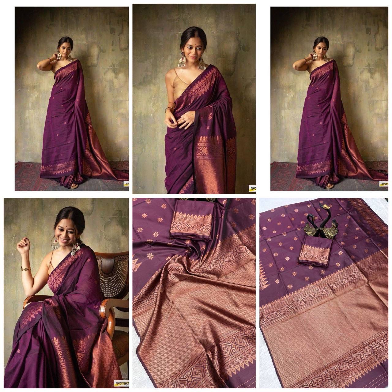 Breathable Organic Banarasi Sarees color in maroon